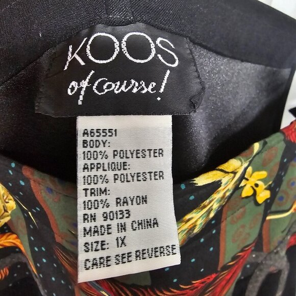 Vintage Koos of Course Black Artsy Bib Overall Sleeveless Midi Dress Size 1X - Picture 10 of 12